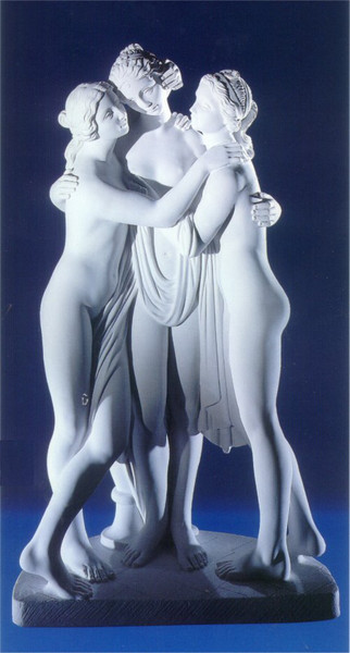Three Graces By Canova Bonded Marble Sculpture Louve Paris